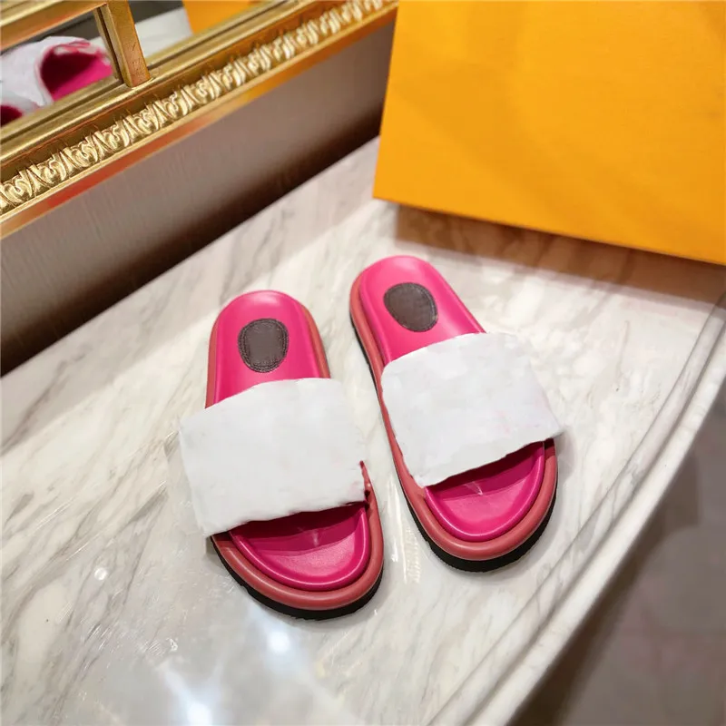 Fashion Women Slippers Flat Sandals Slides Printing Adjustable Flip Flop Summer Platform Flower Sandal Outdoor Thick Bottom Beach Casual Slipper Box