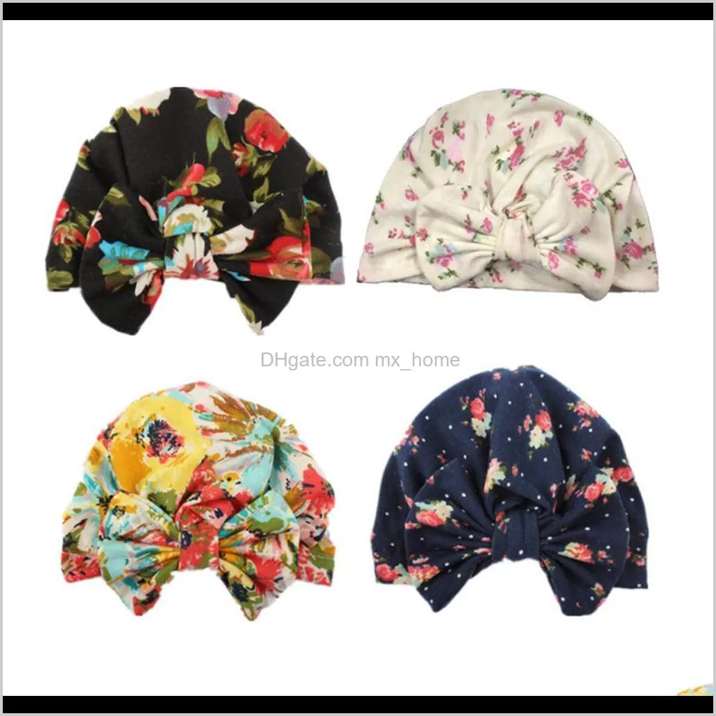 new cotton children`s hat bowknot pullover cap printed baby baotou cap children`s hat