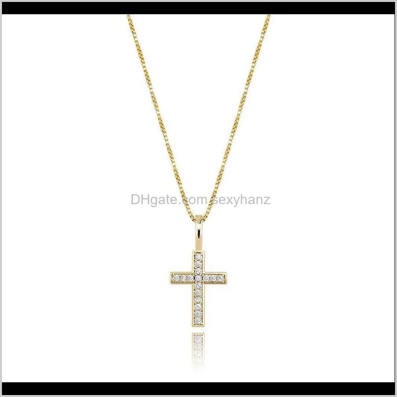 925 sterling silver cross necklaces fashion gold silver color men women bling zircon iced out hip hop necklaces jewelry