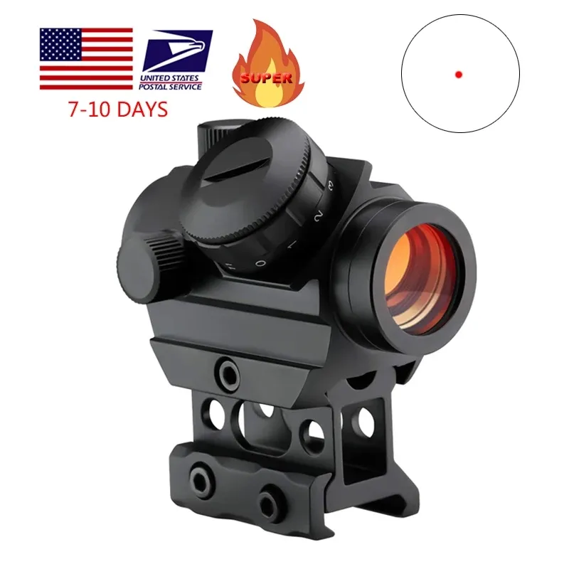 1 x 25 mm Escopo de ponto vermelho 2 MOA Escopos compactos Reflex Mini miras de espingarda com montagem de uma polegada Riser