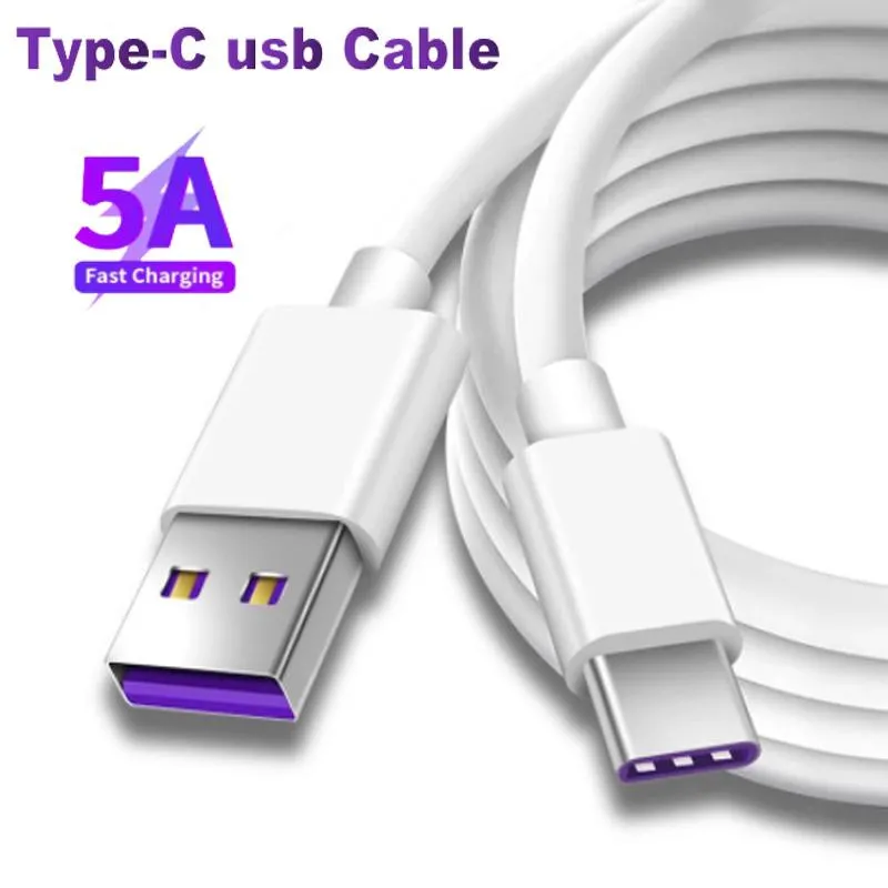 1m 5A Super Charge USB-kabels Type C 3.1 Type-C Snel opladen voor Huawei Samsung Moto Datum Line