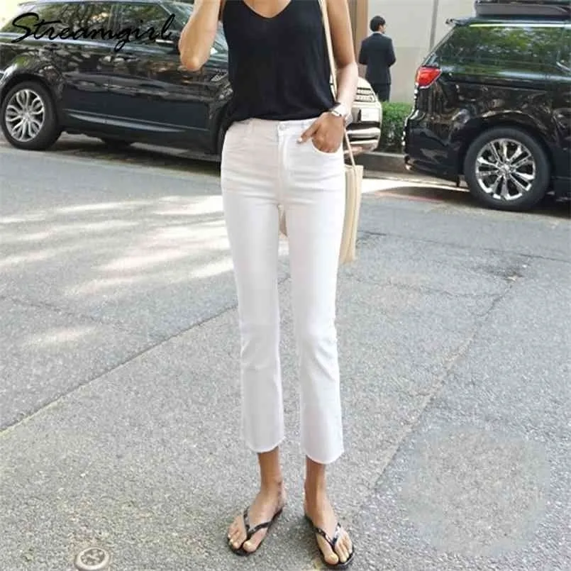Streamgirl witte jeans voor vrouwen skinny herfst denim broek s straight zwarte vrouw hoge taille enkel 210809
