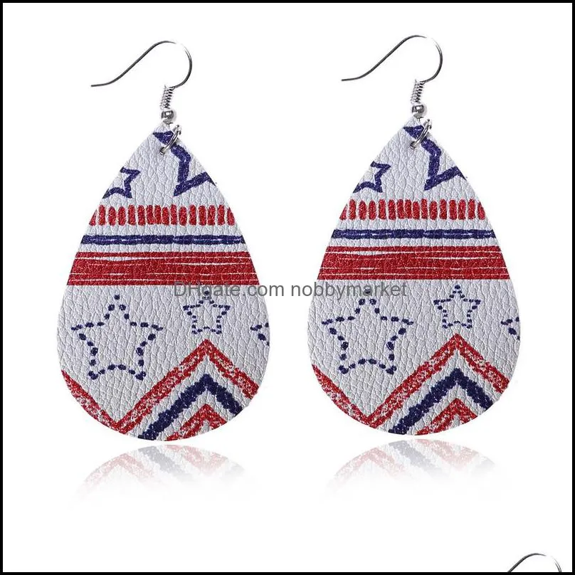 Women Ethnic Lichee Pattern Leather Dangle Earrings For Girls American flag Star printing Drop Earrings Fashion Bohemian Jewelry