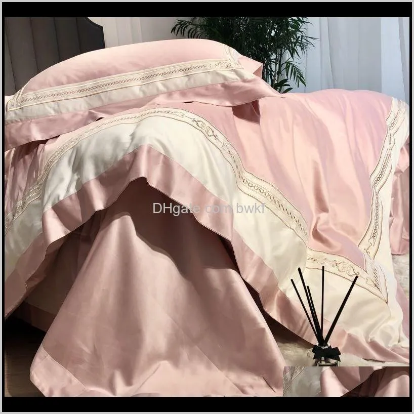 new luxury 1000tc egyptian cotton bedding sets classical embroidery duvet cover flat sheets pillowcase 4/7pcs linen 201128