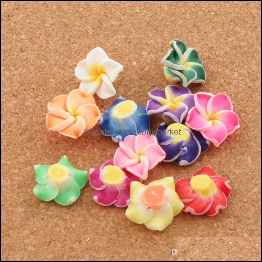 Colorful Ceramic Clay Porcelain Plumeria Flower Loose Beads 15mm 150pcs/lot Fashion Jewelry L3000