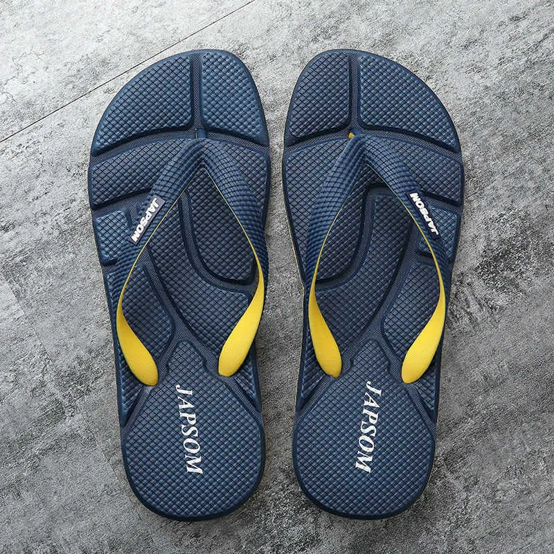 Fashion Blue Massage Slippers Men Flip Flops Big Size Casual Slides Men Non Slip Beach Indoor Slippers Men 210721