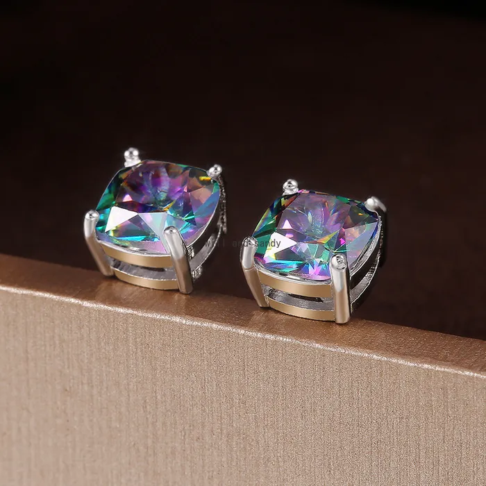 Square Crystal kolczyki zielone sześcienne kolczyki z cyrkonem dla kobiet walentynkowe prezent biżuterii mody Will i Sandy