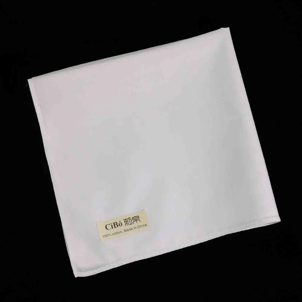 C009: 12pieces Couture Bord Kerchiefs Blanc Blanc Blanc Hankies Coton Noserag Medkerchiefs