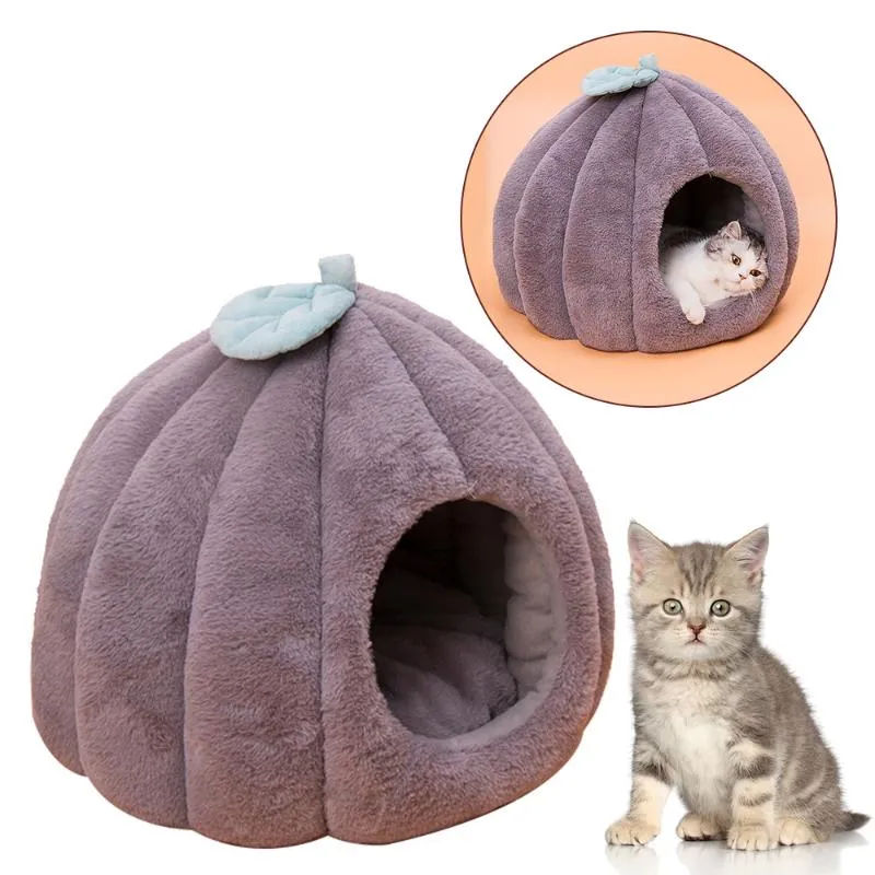 Cat Beds & Furniture Foldable And Removable Bed Self Warming For Indoor Dog House With Mattress Puppy Cage Lounger Winter Pumpkin