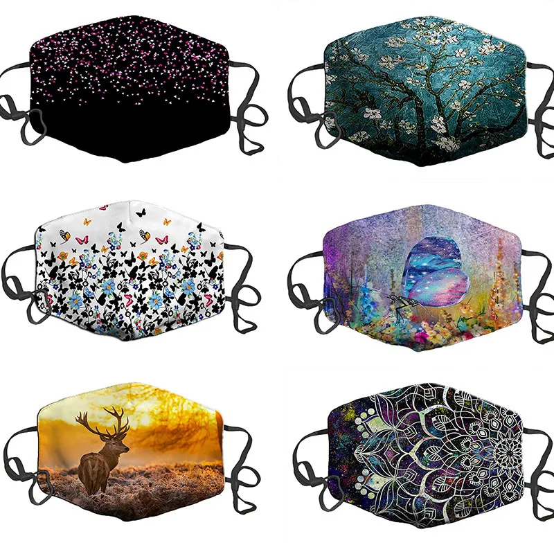 Frescos Moda Flor Animal Imprimir Máscara De Poeira Anti-Smog 3D Impressão Digital Cotton Facemasks