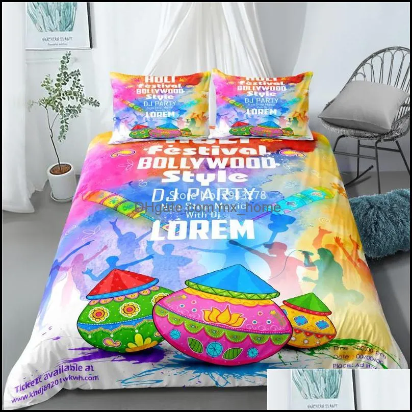 Adult Bedroom Decoration Home Textile Colorful Art Series Pattern Bedding Set Fashion Duvet Bed Cover Pillowcase Color Printing Sets