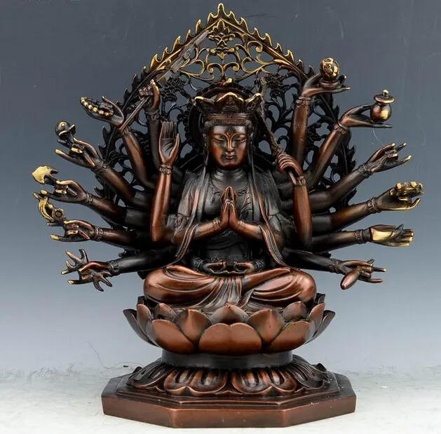 SCY 426+++8.8 inch copper copper Buddha Avalokitesvara Buddhist Tantra Maha Cundi Buddha Mother Buddha statue.