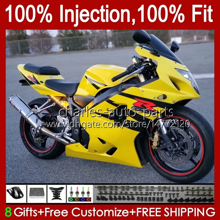 Suzuki GSXR-750 GSXR 750cc 600cc 750 600 CC 2004 2005 43NO.144 GSXR600 GSXR750 K4 04 05 GSXR-600 GSX-R750 2004-2005 OEM 페어링 키트 옐로우 블랙