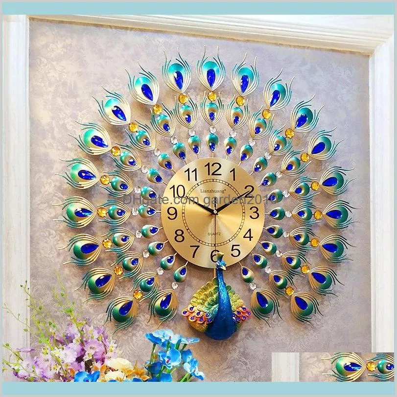 3D Peacock Wall Clock Europe Decor