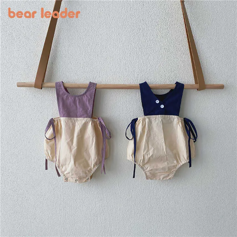 Bear Leader born Baby Girls Summer Clothes Fashion Korean Style Rompers Sleeveless Princess Jumpsuit Vintage One-pieces 0-2Y 210708