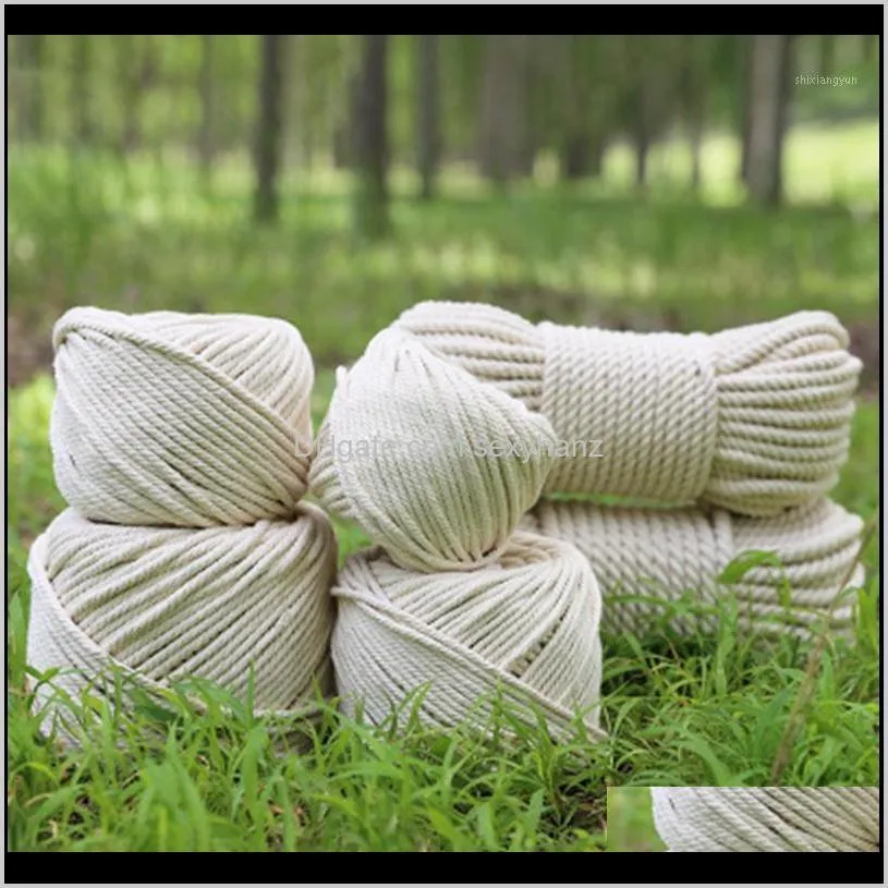 Przędza 123456mm Rame Twisted String Cotton Sznurek Do Ręcznie Naturalny Beżowy Lina DIY Domowe Akcesoria Ślubne GIF1 GJPXC 1MC7A