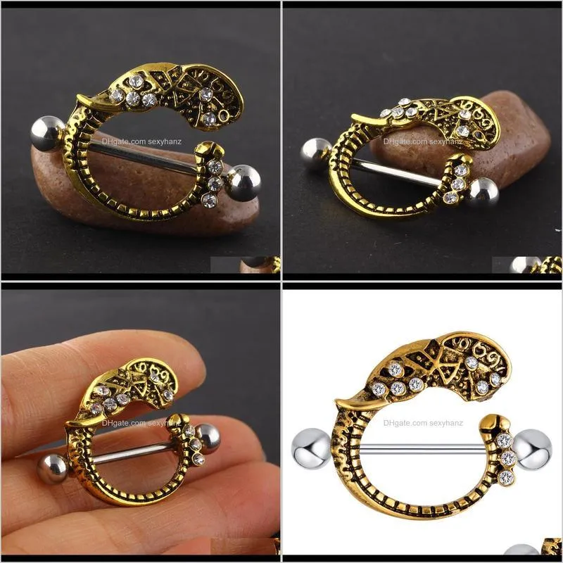 stainless steel sexy women nipple ring shield rings body piercing jewelry animal barbell bar men tragus earring 20pcs