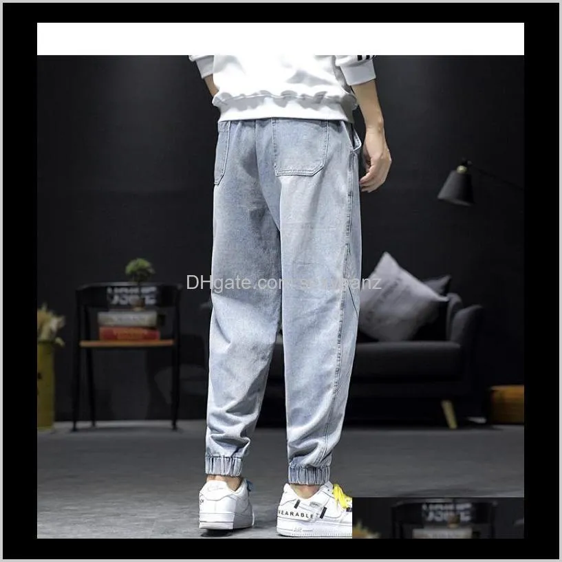 25 tide brand autumn jeans overalls leggings harem pants ins fashion loose long pants men1