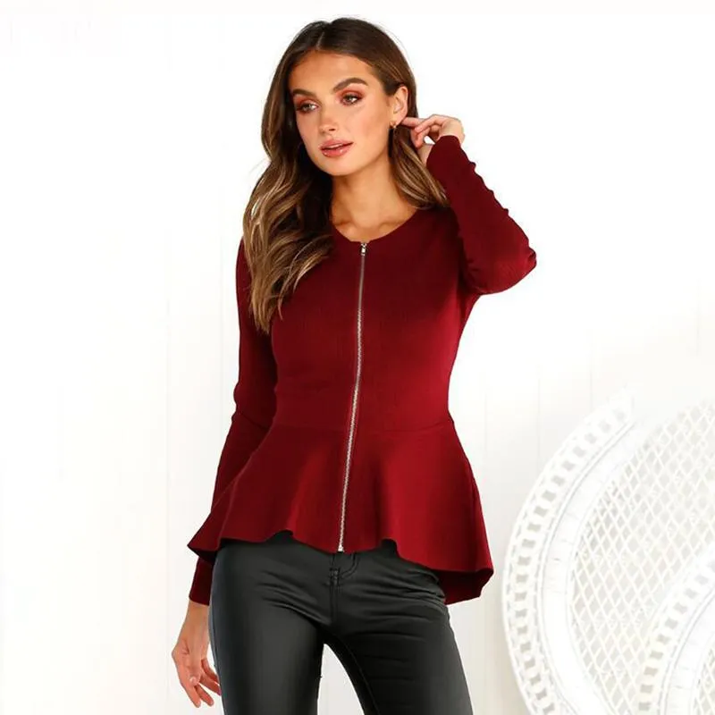 Zip up box pleated peplum jacket shop
