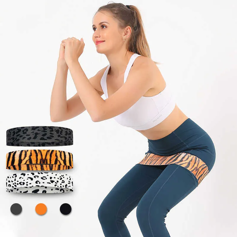 Fascia di resistenza per yoga con stampa leopardata Anello elastico tozzo multifunzionale Esercizio di allenamento per la forza Fascia di tensione Accessori per palestra H1026