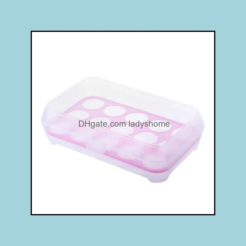 Plastic Egg Storage Box Organizer Refrigerator Storing 15 Eggs Organizers Bins Outdoor Portable Container HWB7254