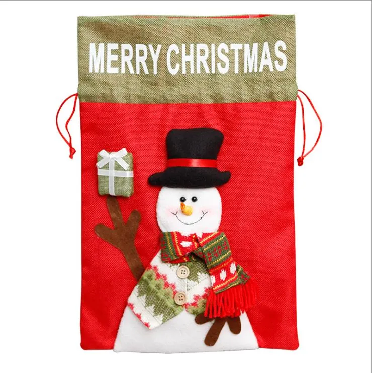 Julklappspåsar Drawstring Linne Candy Bag Christmas Santa Sacks Barn Xmas Gift Tote Organizer Party Decoration Tillbehör BT669