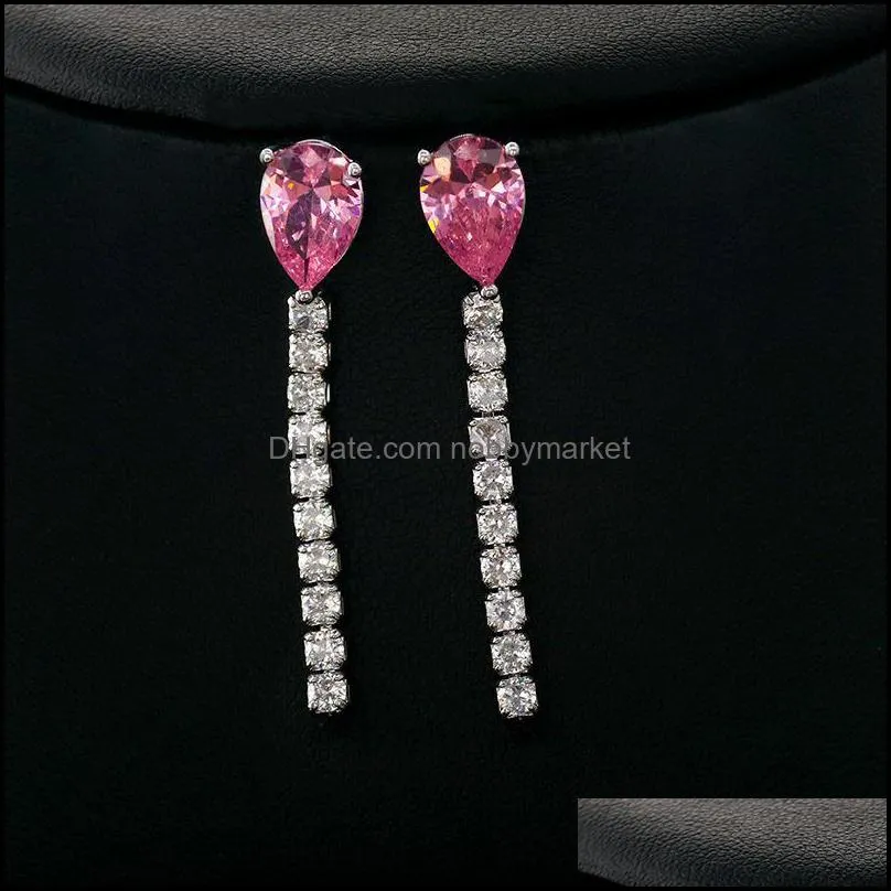 Earrings & Necklace Bilincolor Pink Cubic Zirconia Earring And Jewelry Set For Bridal Wedding