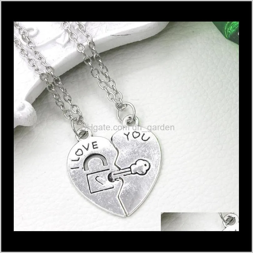 broken heart i love you necklace best friends pendant necklaces lover couple gift jewelry chain necklaces