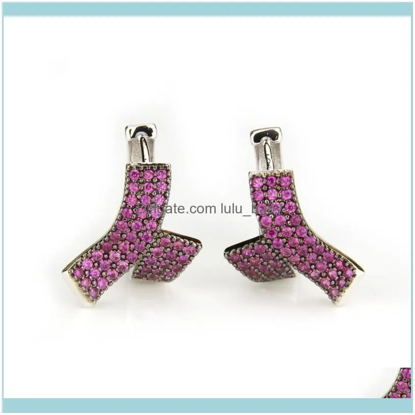 Fashion Personality Gold Copper / Silver Multicolor Cubic Zirconia Herringbone Earrings Ladies Dance Party Wild Je Hoop & Huggie