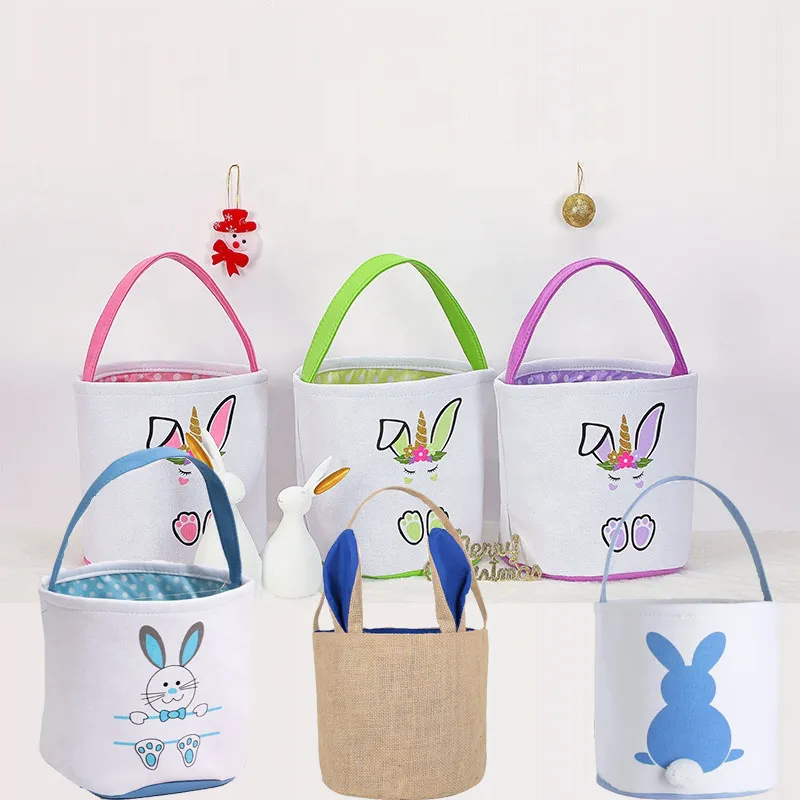 25 styles panier de lapin de Pâques Fête Fête Funny Bunny Paw Modèle Sucket Kid Candy Cadeau Sac de rangement