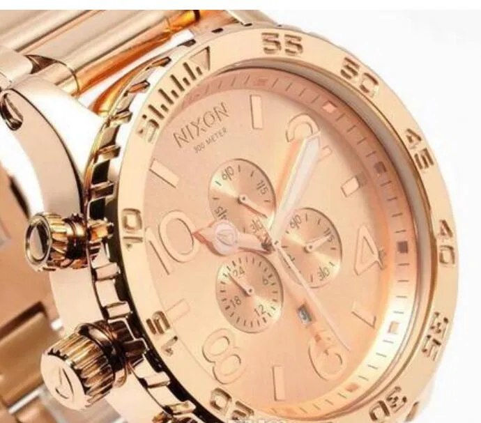 Rose Gold Stainless Steel Men s Chronograph Watch with Folding Buckle 30m Water Resistant