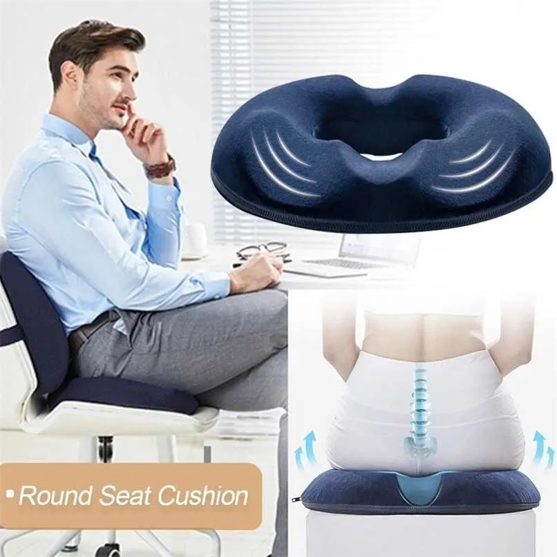 Confort Donut Coussin de siège Canapé Hémorroïde Mémoire Mousse Anti Massage Coccyx Oreiller Voiture Bureau 211203