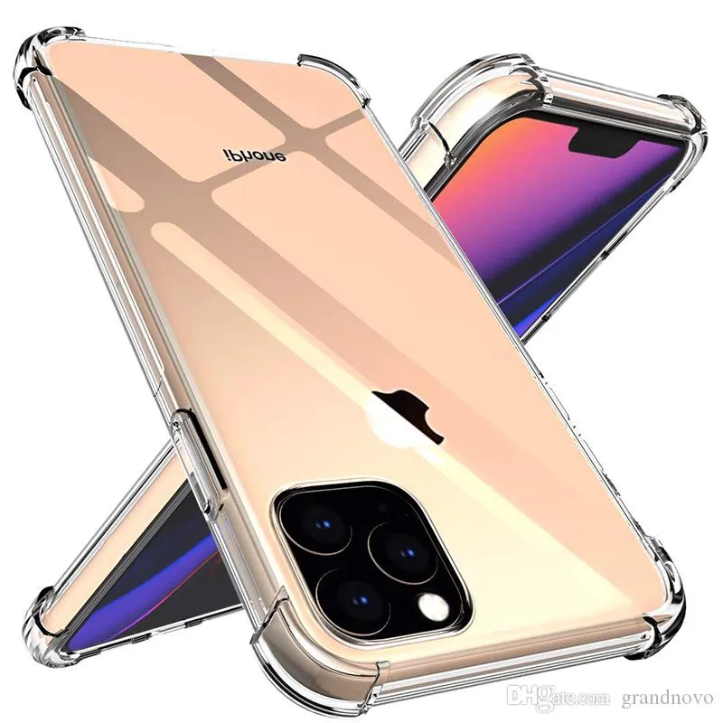 Custodia per telefono trasparente per iPhone 13 12 11 mini Pro MAX XS XR 8 7 Plus Samsung S20 TPU Custodia protettiva antiurto trasparente