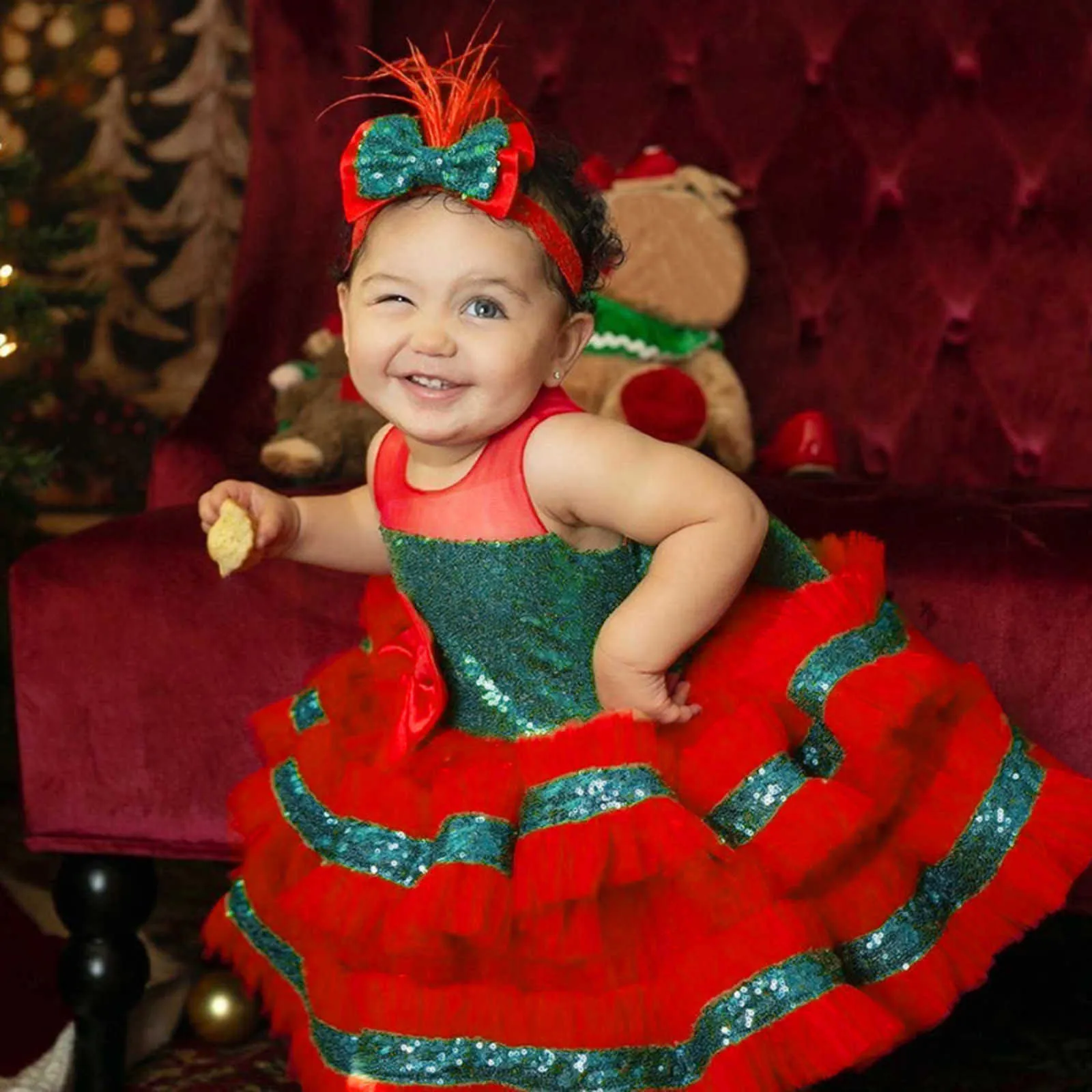 Kids Christmas Dresses For Girls Princess Evening Party Dress Flower