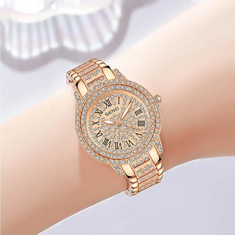 손목 시계 럭셔리 쿼츠 시계 여성을위한 패션 다이아몬드 설정 방수 럭스 몬트레 팜메 리포지오 페미니노 선물 드롭