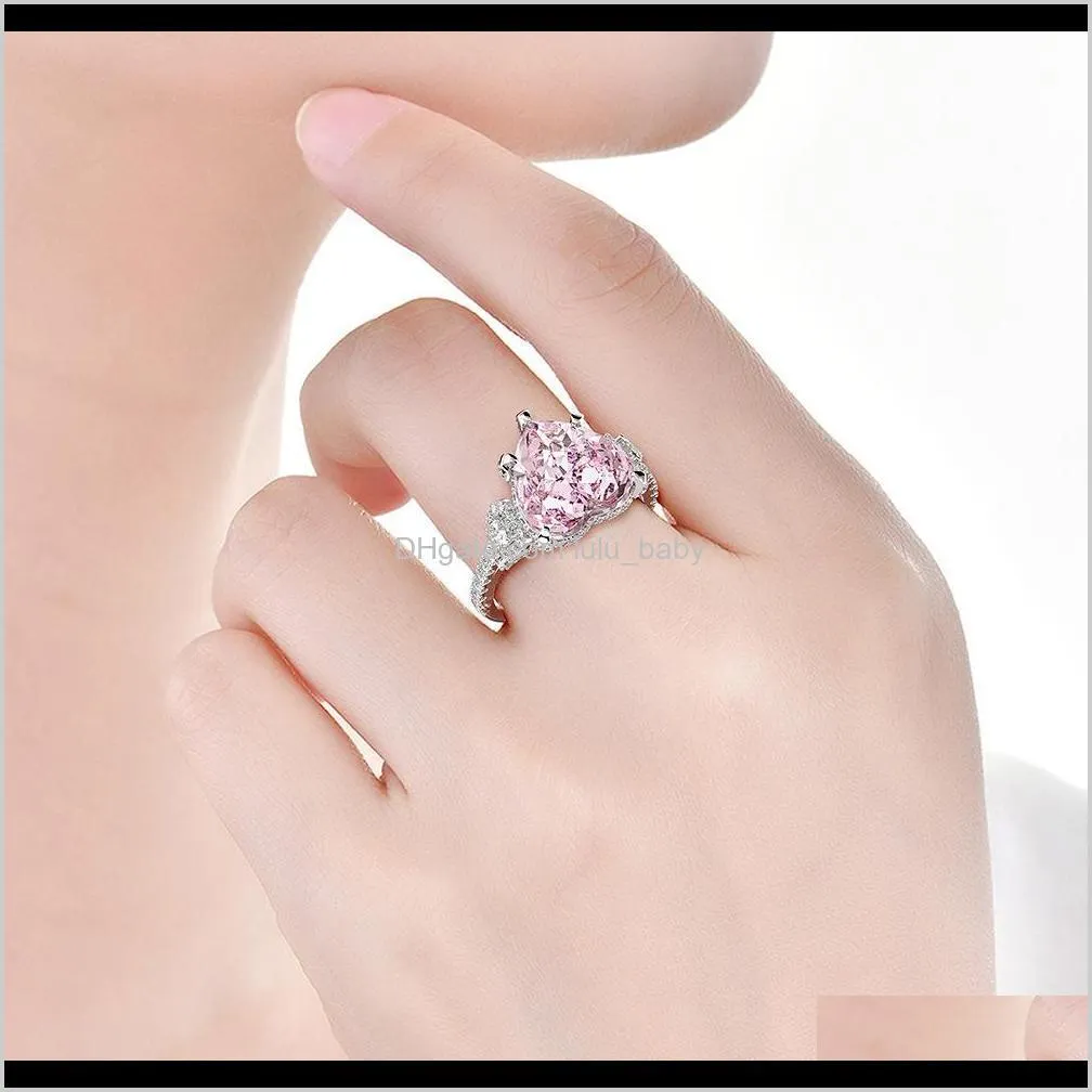 heart cut 5ct pink sapphire diamond ring 925 sterling silver engagement wedding band rings for women fine jewelry
