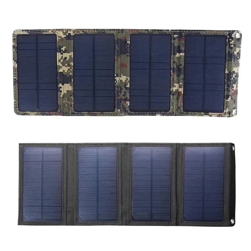 Panel Solar USB de 10W, portátil, plegable, impermeable, banco de energía para acampar al aire libre, senderismo, cargador de teléfono