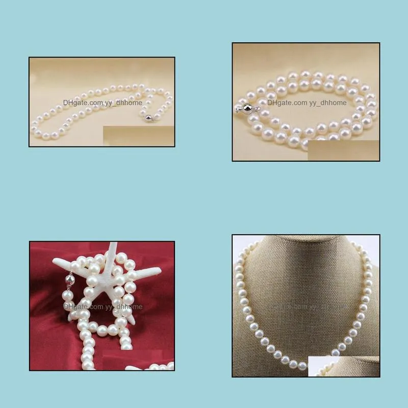 9-10mm White South Sea Natural Pearl Necklace 18 Inch S925 Silver Clasp 3365