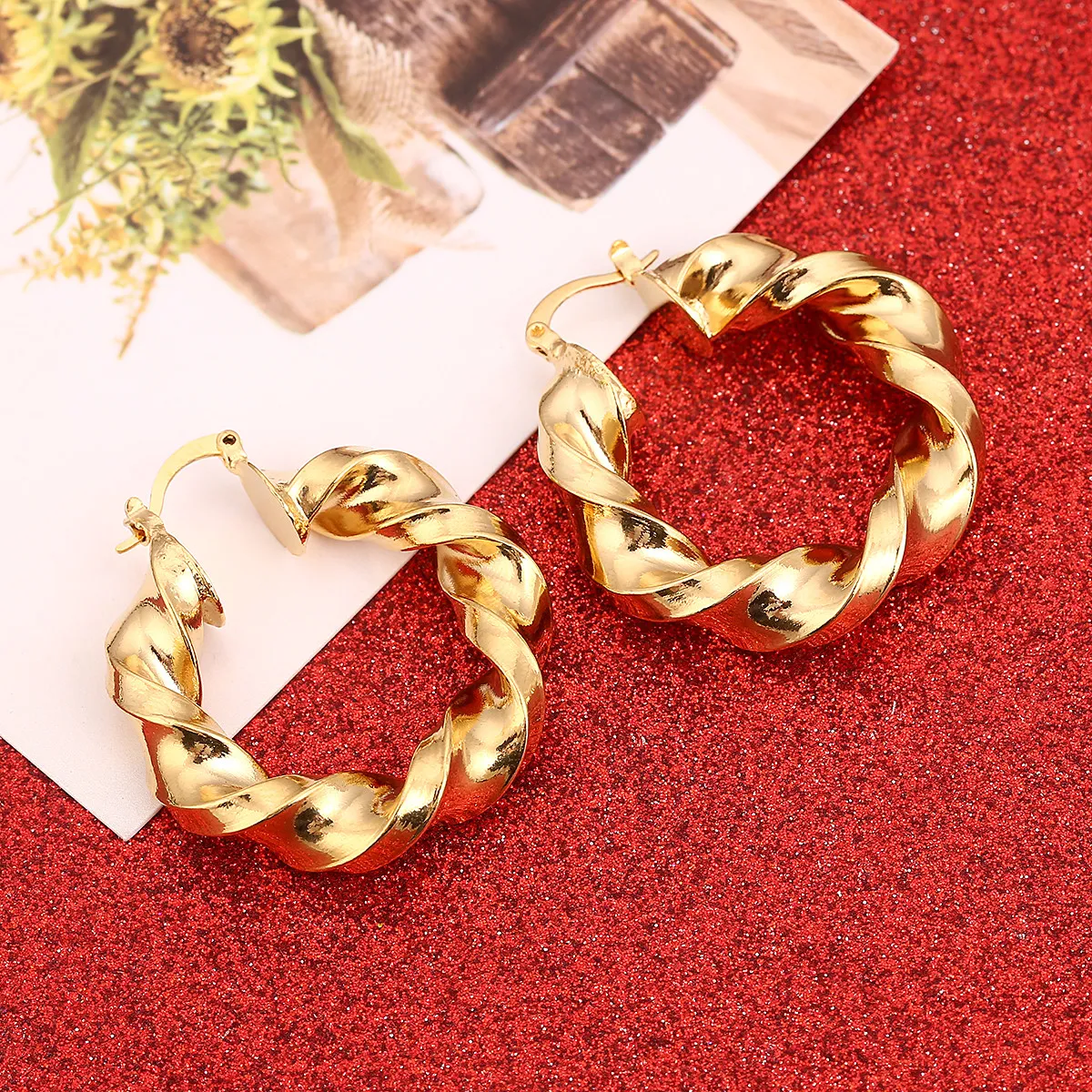 Saudi Arabia Gold plated Earrings luxury Small Round hoop Earrings for  Women/Girls Jewelry African wedding