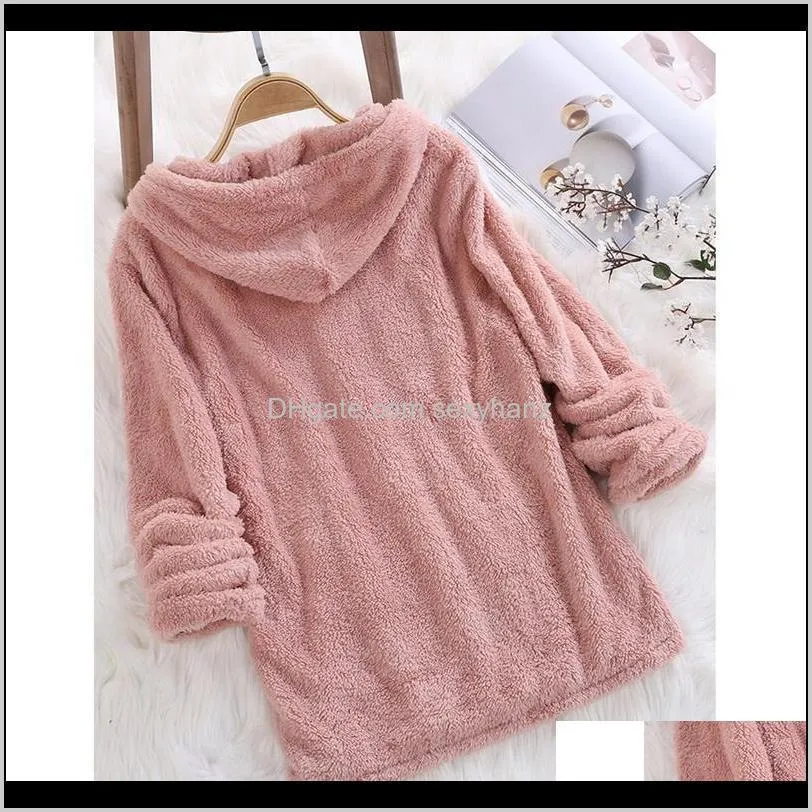 new women top winter causal fluffy long sleeve solid sweatshirt women autumn long hoodies fleece soft plush blouse shirt1