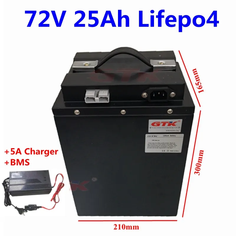 72V 25Ah lifepo4 battery not 20Ah Lithium battery for 1500W 2000W ebike scooter golf cart motorcycle +5A Charger