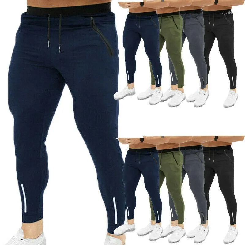 Męskie spodnie 2022 Est Mens Casual Fitness Workout Slim Fit Dressuit Skinny Spodnie Dysfunda Pocić z bezpieczną kieszenią na suwak