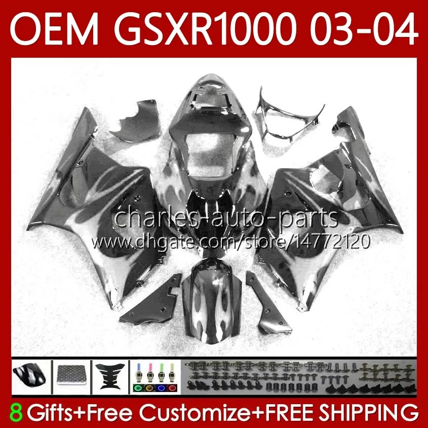 OEMフェアリング1000CC K3 GSX-R1000 03-04 BODY 67NO.207 GSXR 1000 CC GSXR1000ホワイトフレーム2003 2004 K 3 GSX R1000 GSXR-1000 03 04射出成形ボディワーク