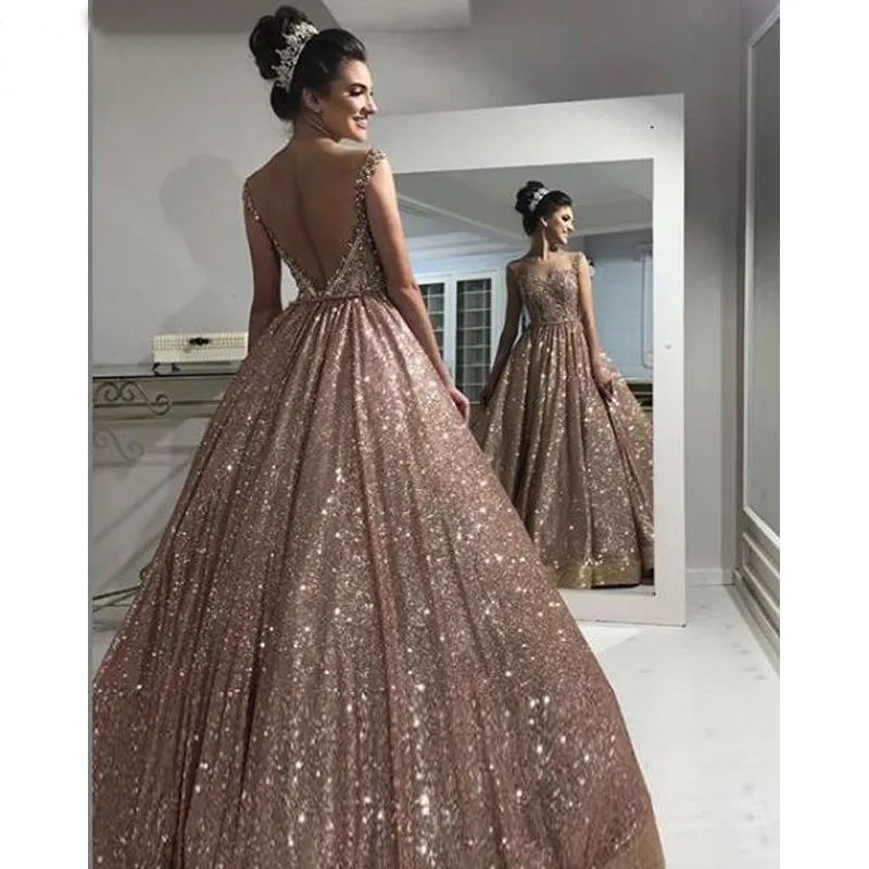Rose Gold Sequin Prom Dress Floor-Length Backless Sweetheart Neckline Ball  Gown from Dhgate Quinceanera Dresses - price 80.64