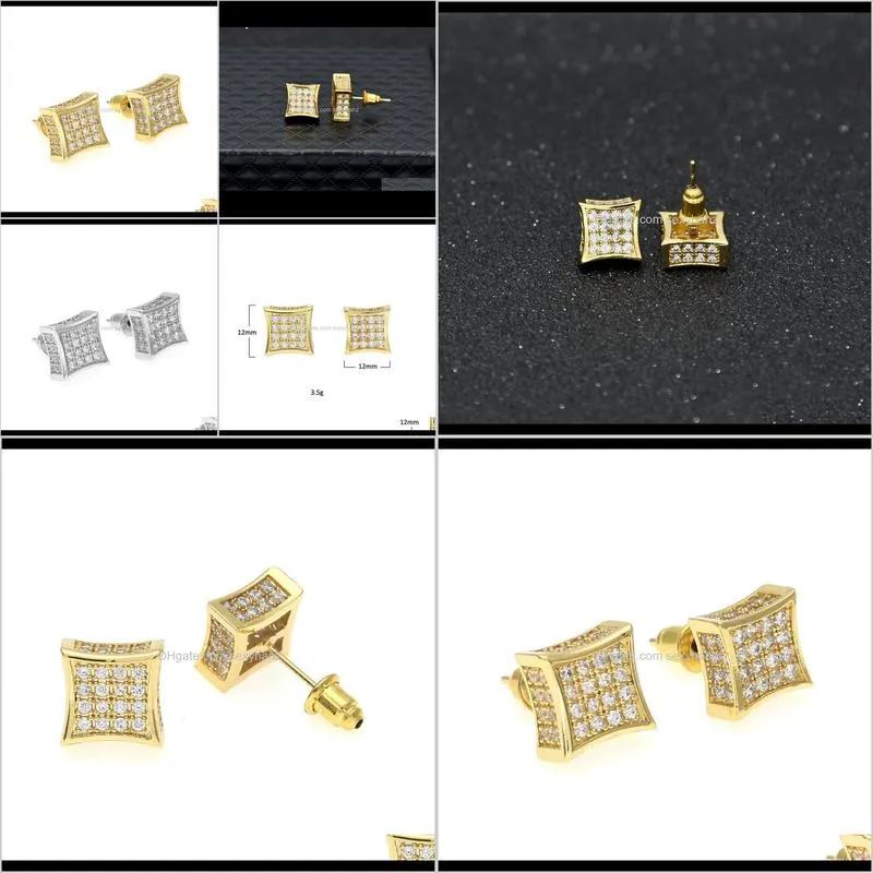 hip-hop micro wave set of zirconia earrings professional men hip hop accessories wholesale