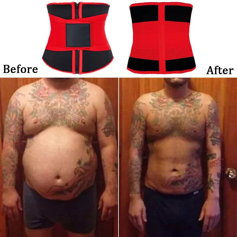 Red Waist Trainer For Man ABS Workout Sauna Sweat Belt Body Shaper Slimming Corset Colombian Girdles Shapewear Fajas Men's Sh321N