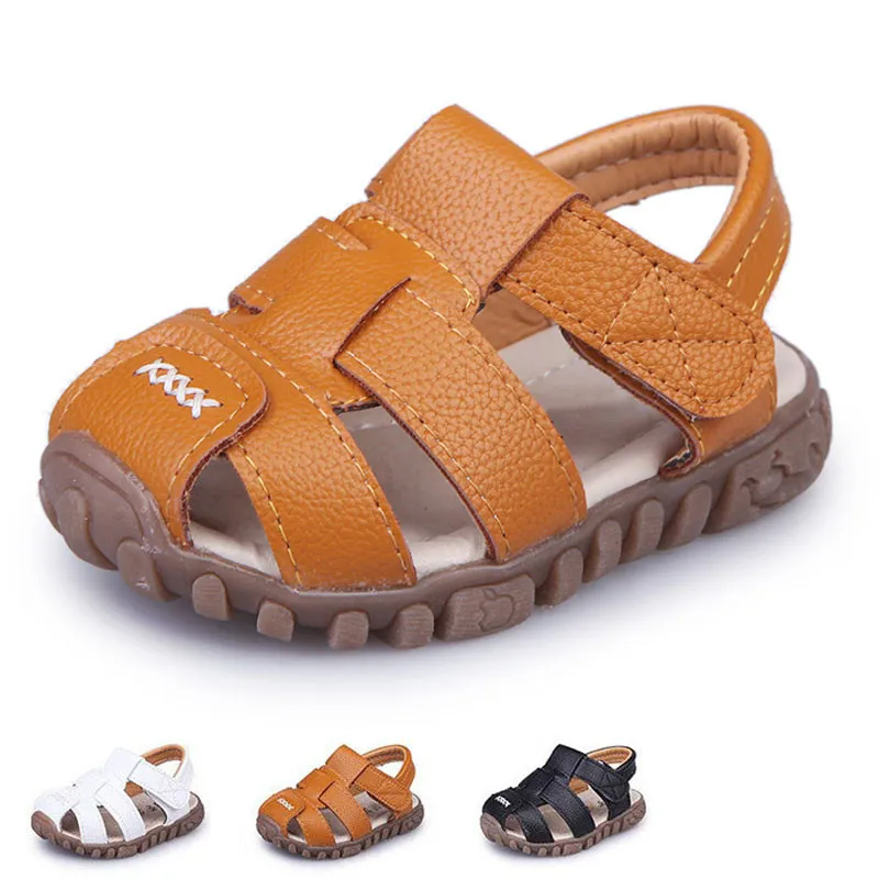 Nowe sandały chłopięce miękkie skórzane zakryte palce maluch dziecięce letnie buty chłopięce i dziewczęce dziecięce buty na plażę sportowe sandały dziecięce