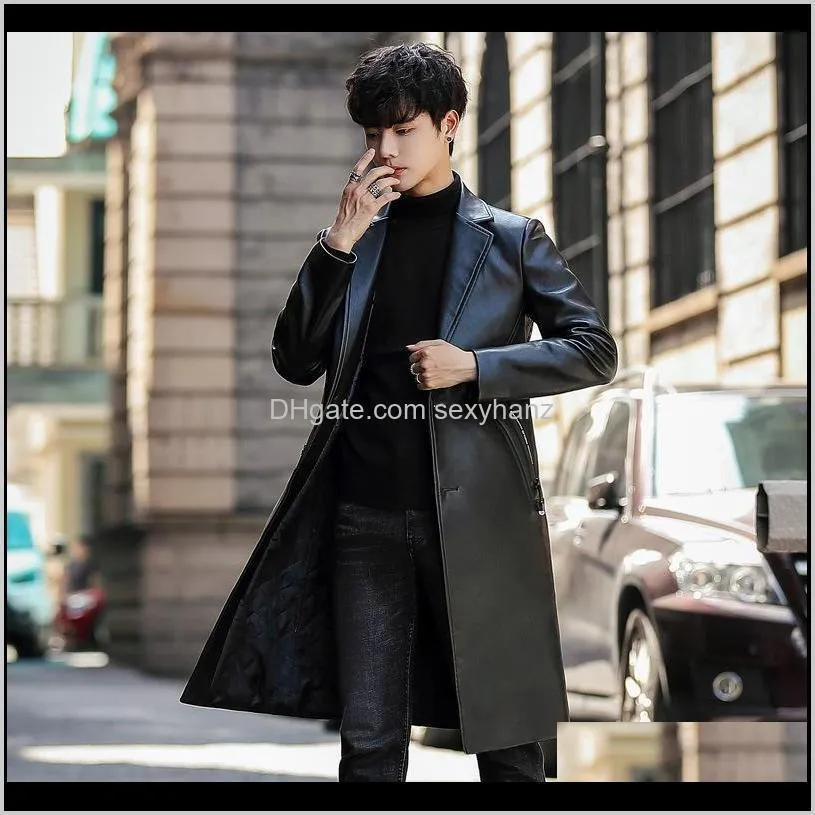 big fur collar white long overcoats mens luxury long leather jackets black winter trench coats for mens stylish steampunk cloak1