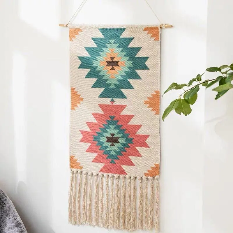 TABESTRYER BOHEMIAN TASSEL WALL HANDLING HEM Handgjorda stickning Tapestry Cloth Plant Meter Box Shelter Art Ornaments