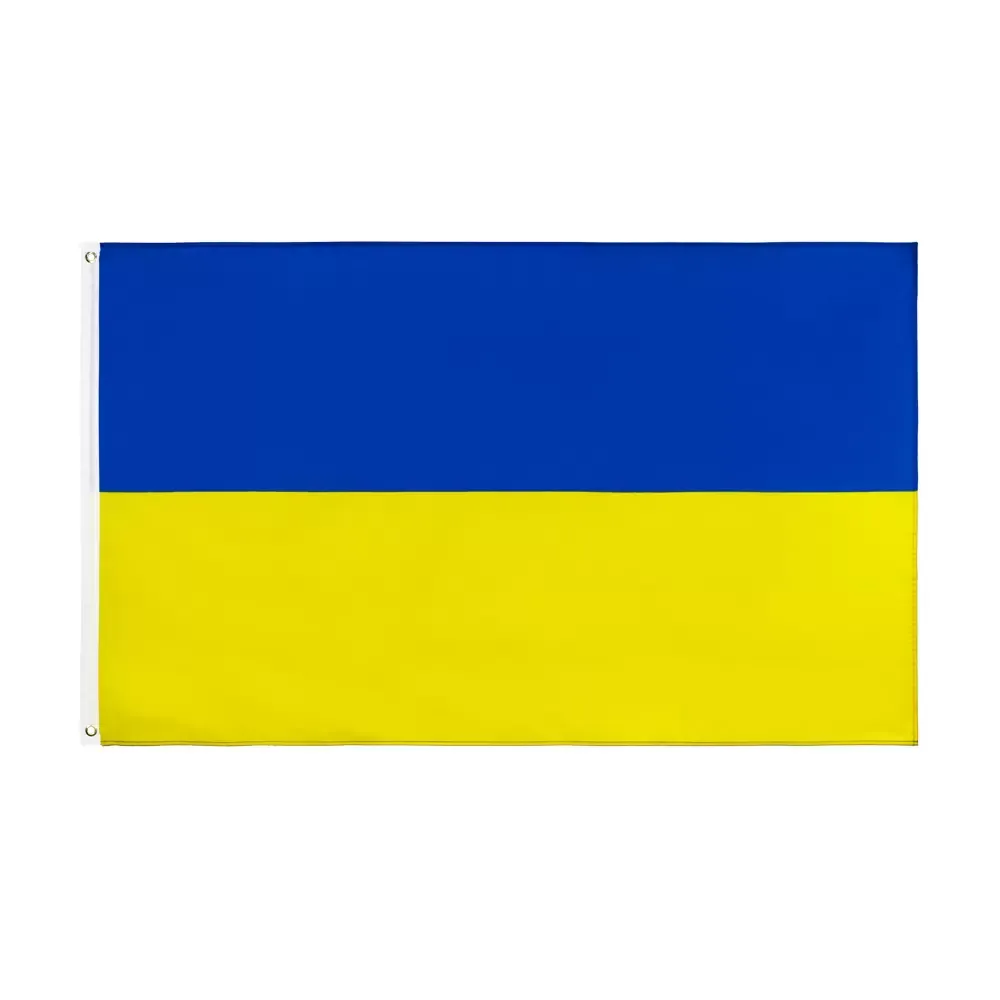 Dekorasyon için Ukrayna bayrağı doğrudan fabrika fiyat 100% polyester 90 * 150 cm mavi sarı UA UK 0308